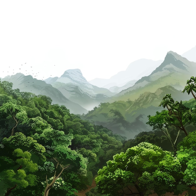 Western Ghats indian illustration realistic