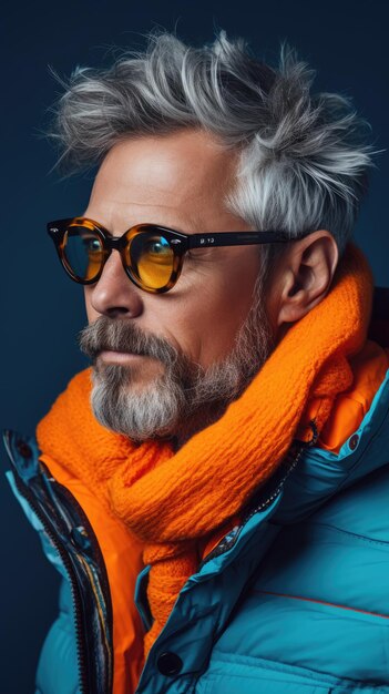 Western man wearing glasses winter clothes