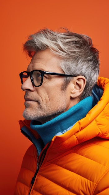 Western man wearing glasses winter clothes