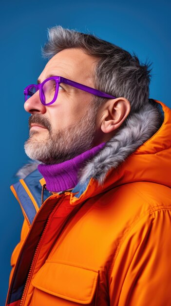 Western man wearing glasses winter clothes