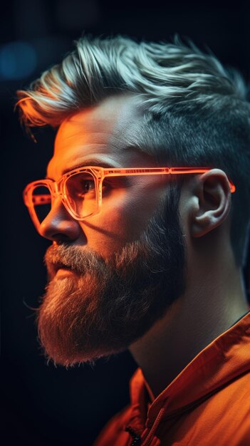 Western man with bushy beard wearing glasses