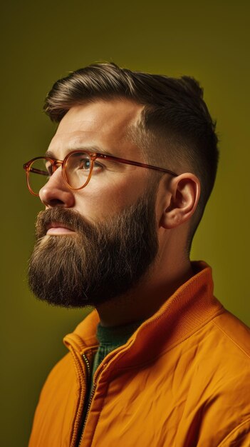 Western man with bushy beard wearing glasses