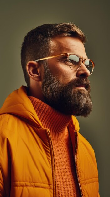 Western man with bushy beard wearing glasses