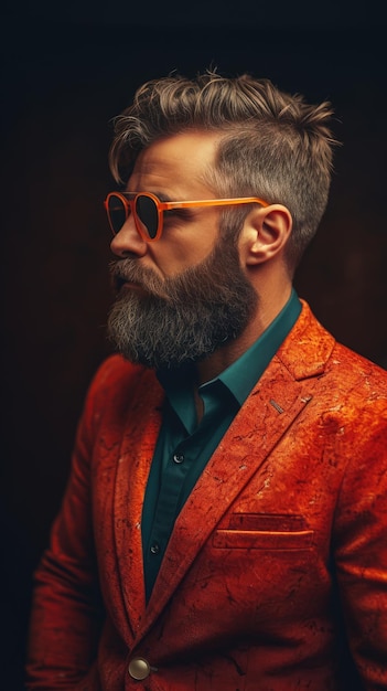 Western man with bushy beard wearing glasses