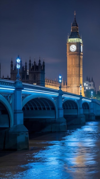 Photo westminster bridge and big ben at night london united kingdom