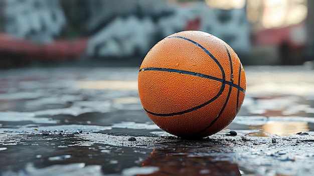 Wet Basketball on a Rainy Day