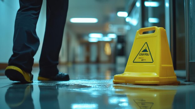 Photo wet floor warning sign