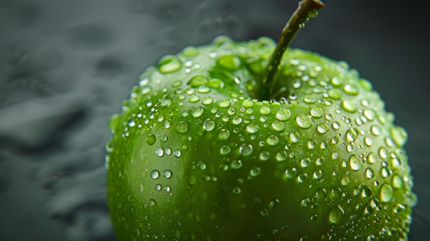 The wet green apple