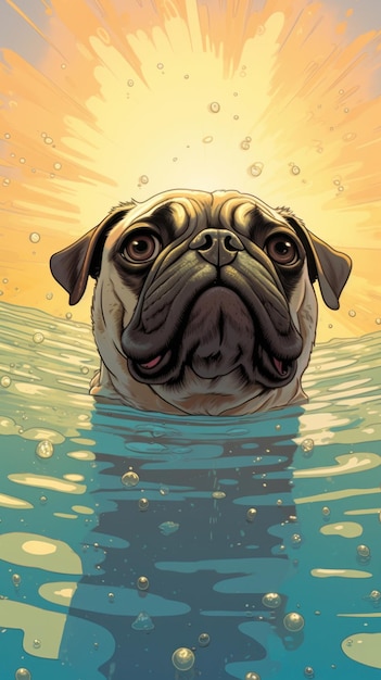 Wet pug animal mammal dog