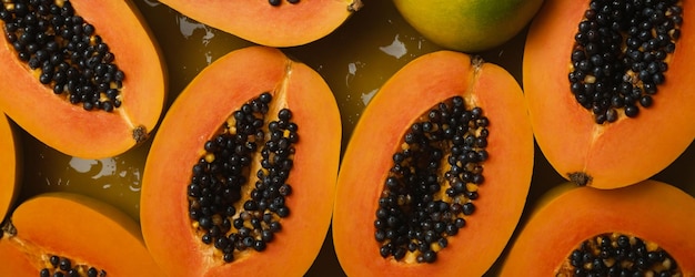 Wet ripe papaya placed together as background