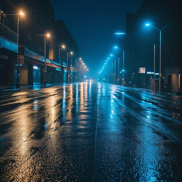 Photo a wet street with a sign that says  store  on it