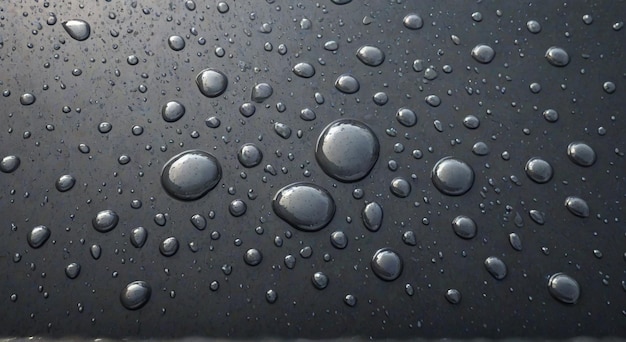 a wet surface with water droplets on it and a black background