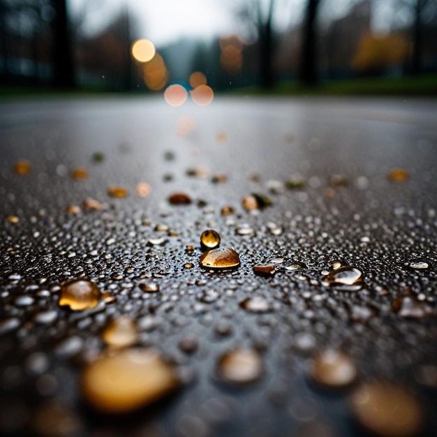 Photo a wet surface with water drops on it and a few water droplets on it