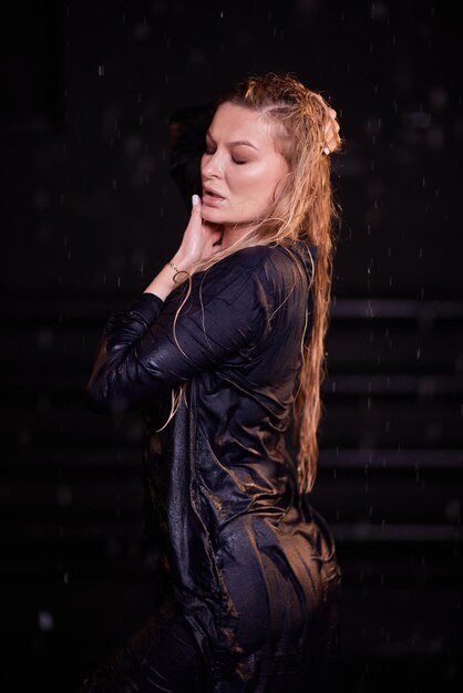 Wet woman face with water drop Moisturizing