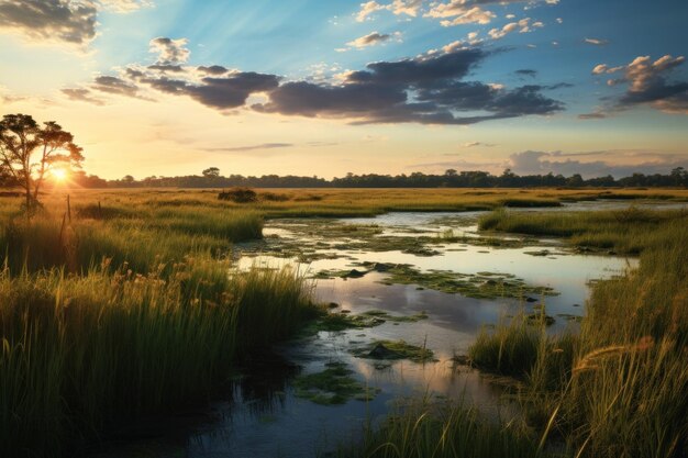 Photo wetland wilderness landscape grassland