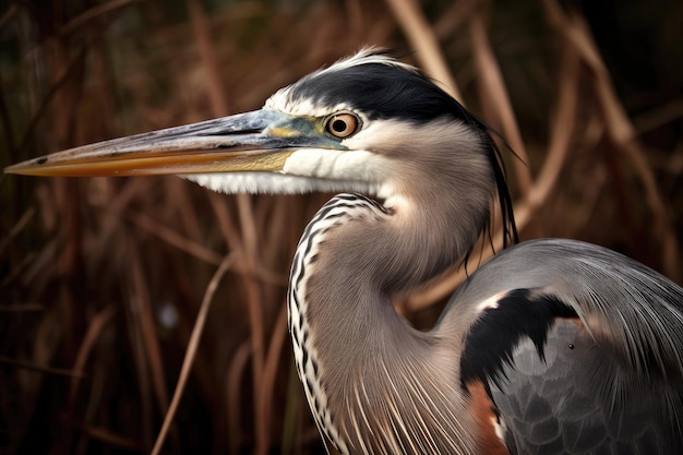 On the wetlands of Fripp Island in South Carolina a Great Blue Heron can be seen