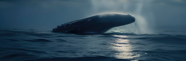 Whale captured in its oceanic environment showcasing its grandeur