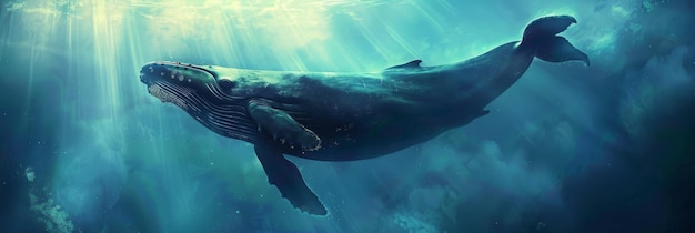 A whale is swimming in the ocean by ai generated image