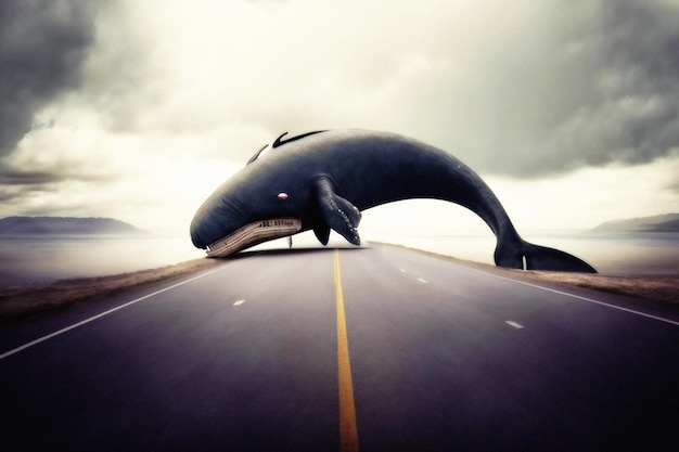 Whale in the middle of the road