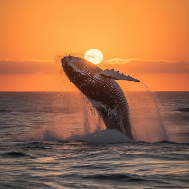 Whale ocean humpback whale breaching sunrise