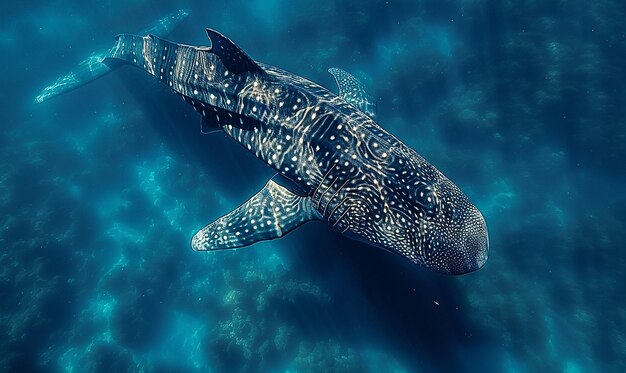 a whale shark swimming next to a whale shark