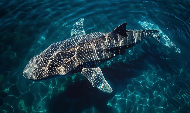 a whale shark swimming next to a whale shark