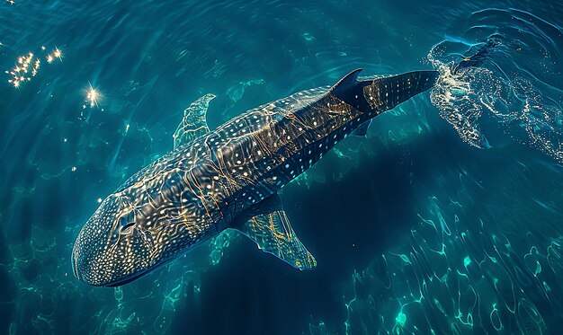 a whale shark swimming next to a whale shark