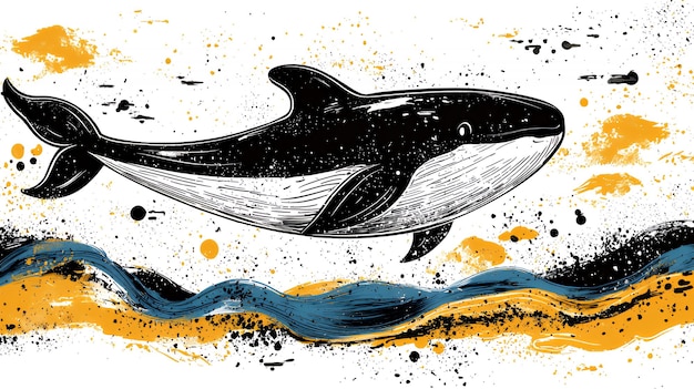 Whale in Splashes of Color