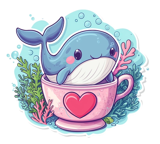 a whale with a heart in it and a heart on it