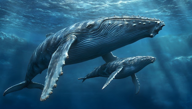 a whales head and the whales head are submerged in water