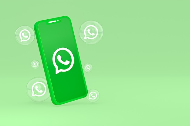 Whatapps icon on screen smartphone or mobile phone 3d render on green background