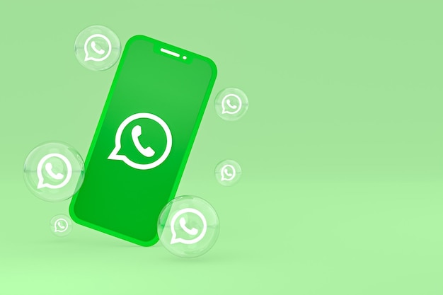 Whatapps icon on screen smartphone or mobile phone 3d render on green background