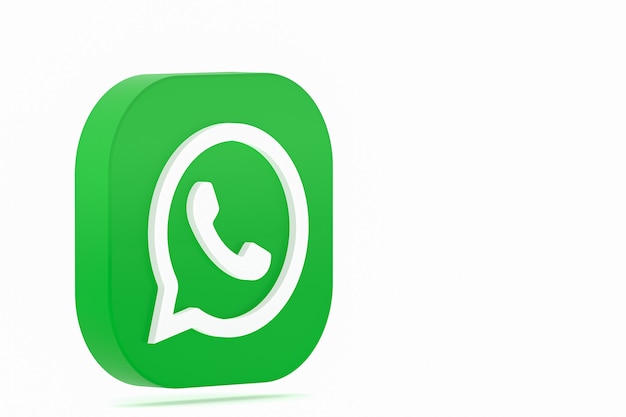 Whatsapp application green logo icon 3d render on white background