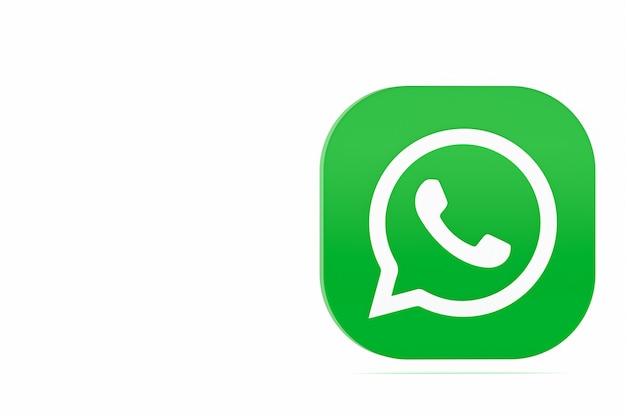 Whatsapp application green logo icon 3d render on white background