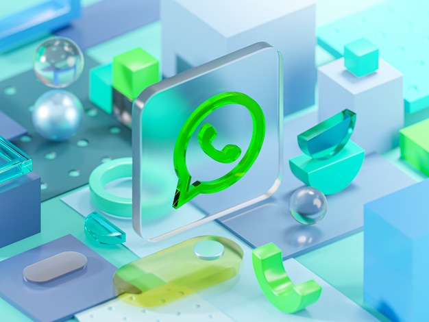 Whatsapp Glass Geometry Shapes Abstract Composition Art 3D Rendering