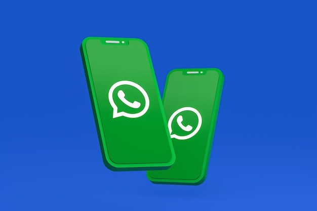 Whatsapp icon on screen mobile phones 3d render