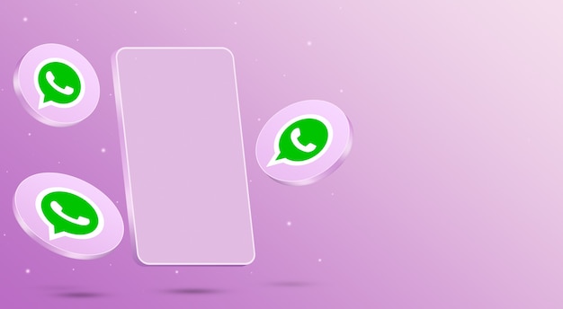 Whatsapp icons with mobile phone 3d render