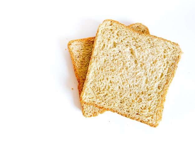 Wheat bread ready to eat on the white background