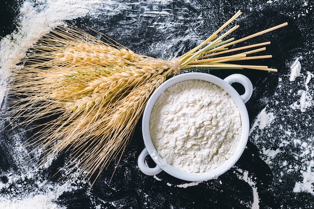 Wheat ears and flour