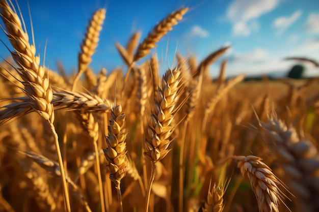 Wheat field against a blue sky