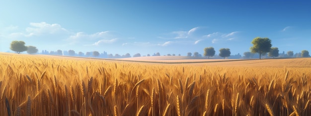 Wheat field beautiful sunny weather Generative AI