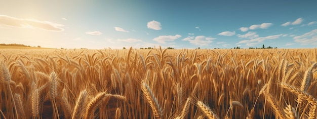 Wheat field beautiful sunny weather Generative AI