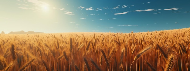 Wheat field beautiful sunny weather Generative AI