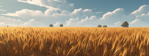 Wheat field beautiful sunny weather Generative AI