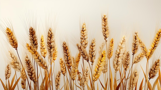 A wheat field border on white background