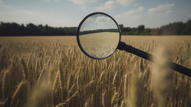 wheat field magnifier Generative AI