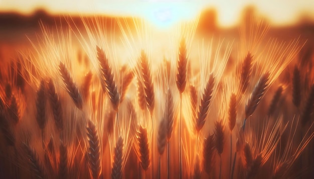 Wheat Field at Sunset A field of wheat at sunset with the sun shining through the stalks