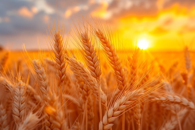 Wheat field at the sunset