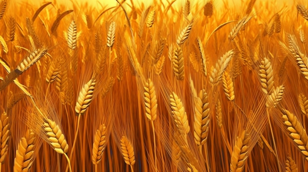 Wheat field texture golden barley ears background ripeGenerative AI