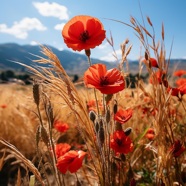 wheat field with black ears in a himalayan valley